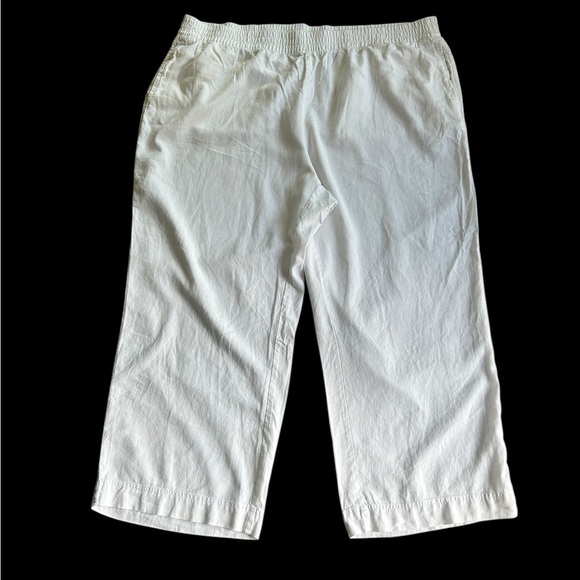Old Navy White Linen Blend Wide Leg Pants 3X Beachy Resort Wear Coastal Grandma - Picture 1 of 4